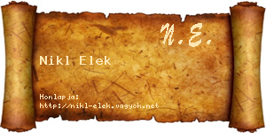 Nikl Elek névjegykártya
